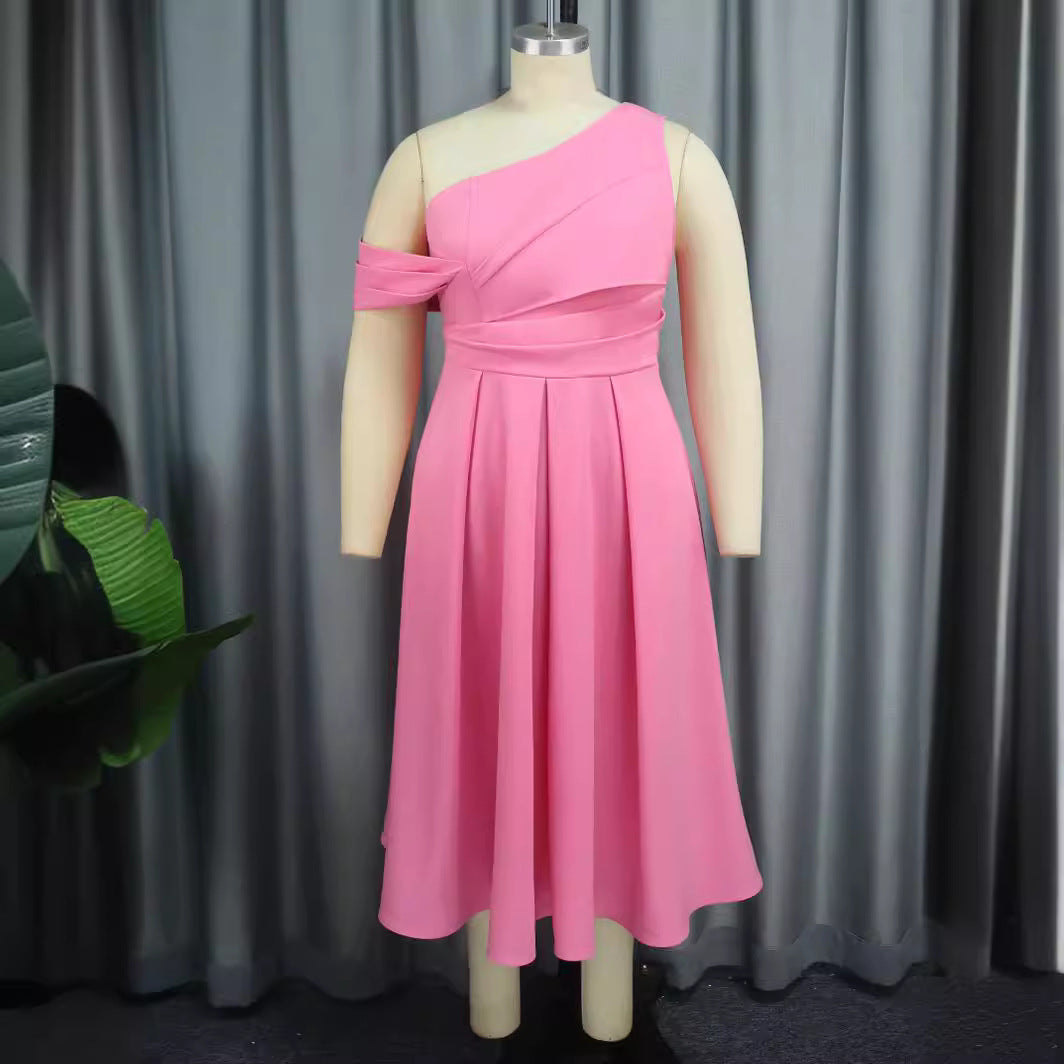 Damen Elegantes One-Shoulder Kleid mit Drapierungen EB