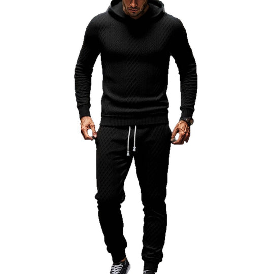 Herren Strick-Freizeitanzug mit Kapuze und modernem Rippdesign EB
