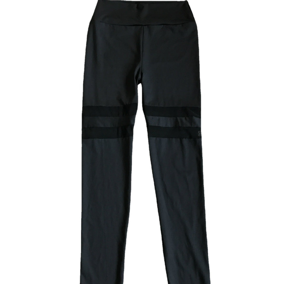 Damen Sportliche Leggings mit transparenten Einsätzen und hohem Bund EB