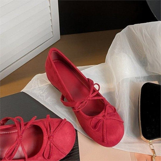 Damen bequeme Ballerinas mit dekorativen Schleifen EB