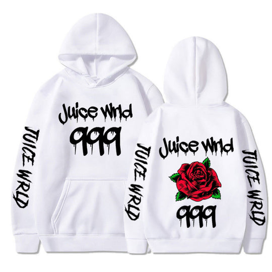 Damen Kapuzenpullover mit auffälligem Grafikdesign und romantischem Rosenmotiv EB