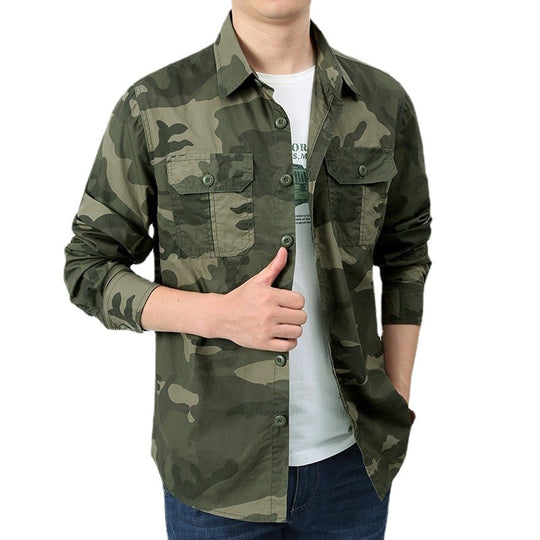 Herren nan Utility-Hemdjacke mit zwei Klappbrusttaschen und geradem Schnitt EB