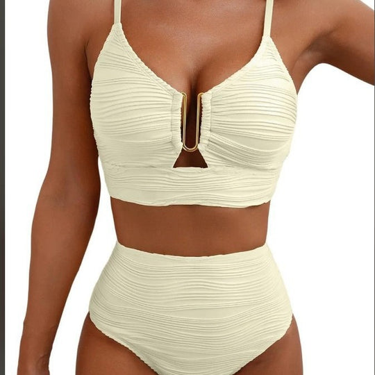 Damen Hochtailliertes Bikini-Set mit modischem Cut-Out EB