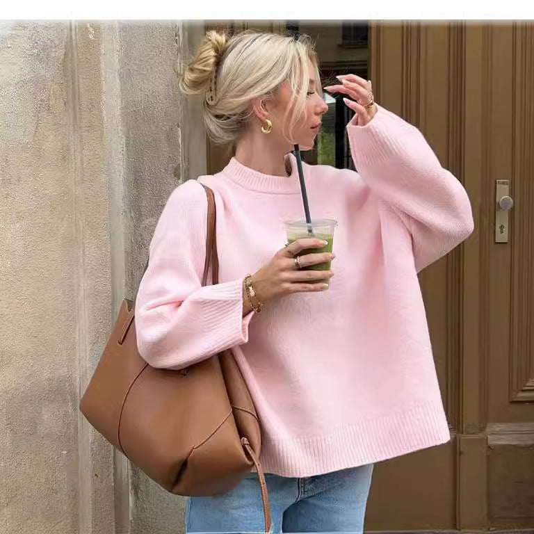 Damen lässiger Oversized Pullover aus hochwertiger Baumwolle EB