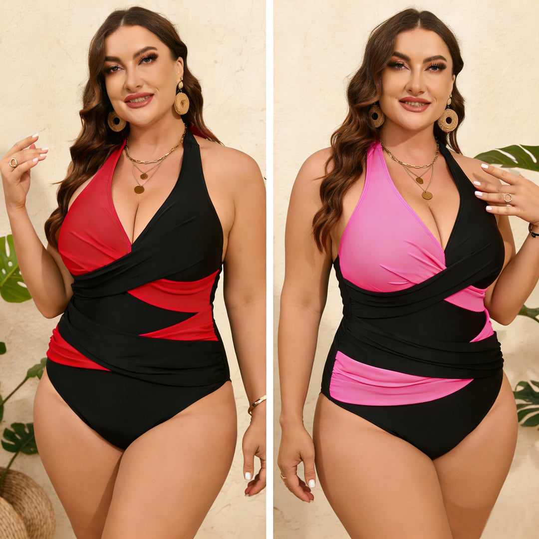 Damen Einteiliger Badeanzug mit elegantem Wickeldesign EB