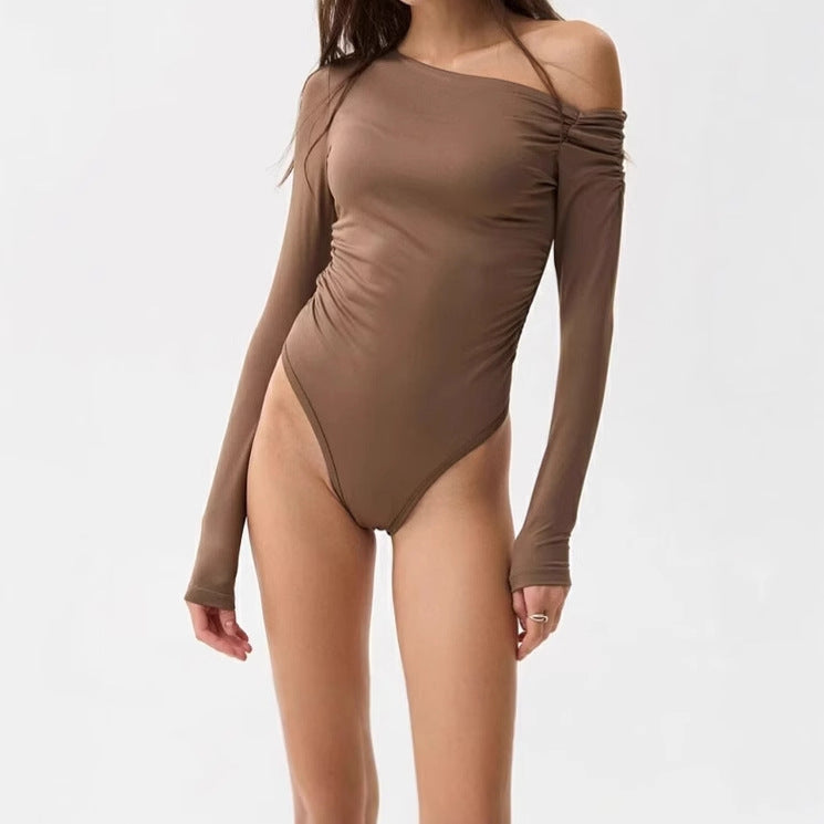 Damen Figurbetontes Langarm-Bodysuit EB