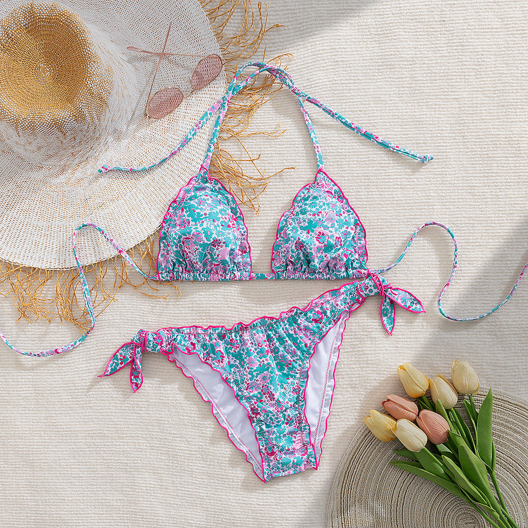 Damen floral gemusterter Triangel-Bikini EB