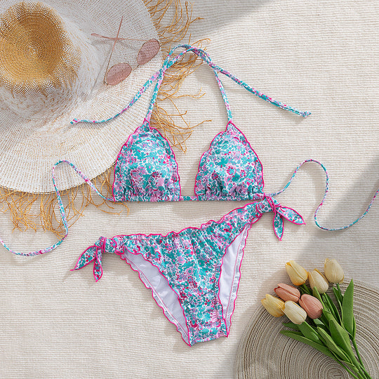 Damen floral gemusterter Triangel-Bikini EB