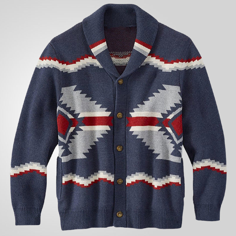 Herren Strickjacke im modernen Ethno-Design mit praktischen Knöpfen EB