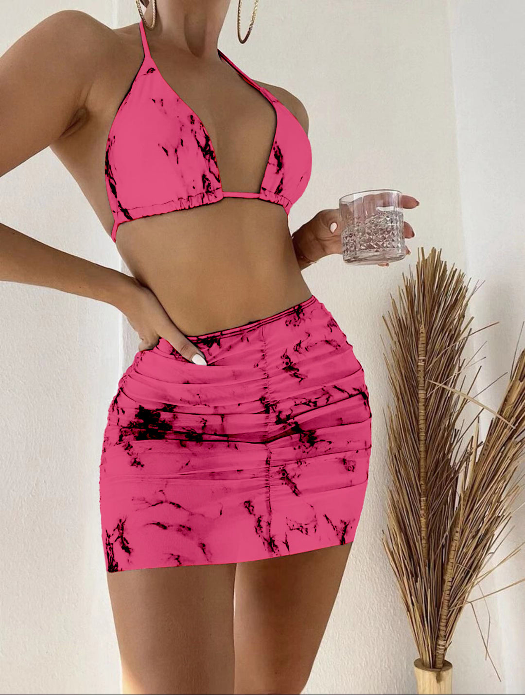 Damen Triangel-Bikini-Set mit raffiniertem Wickelrock EB