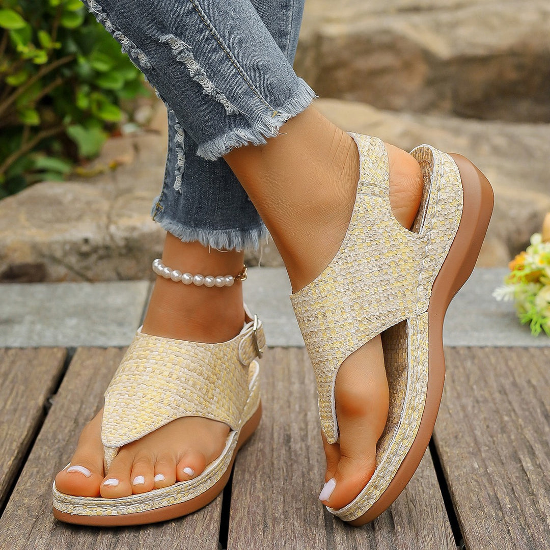 Damen komfortable Keil-Sandalen mit verstellbaren Riemen EB