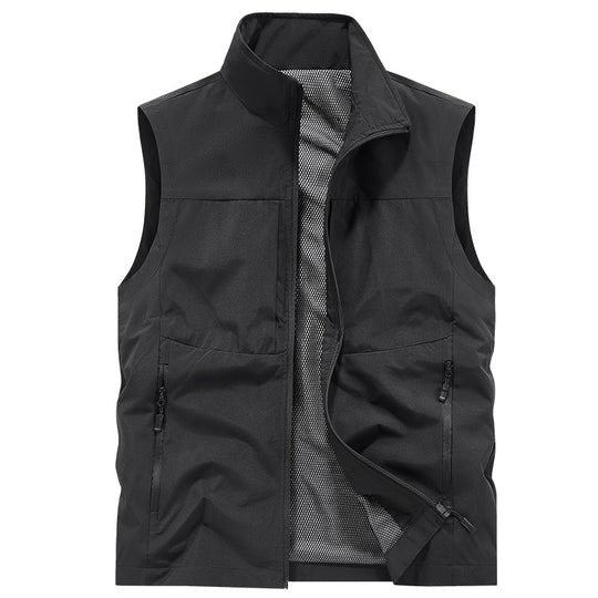 Herren Ultraleichte Utility-Outdoorweste aus Ripstop mit Mesh-Innenfutter und verdeckten Reißverschlusstaschen EB
