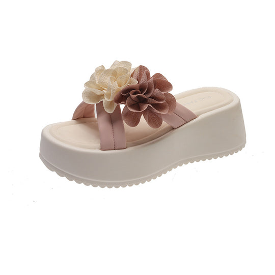 Damen modische Plateau-Sandalen mit Blumen-Applikationen EB