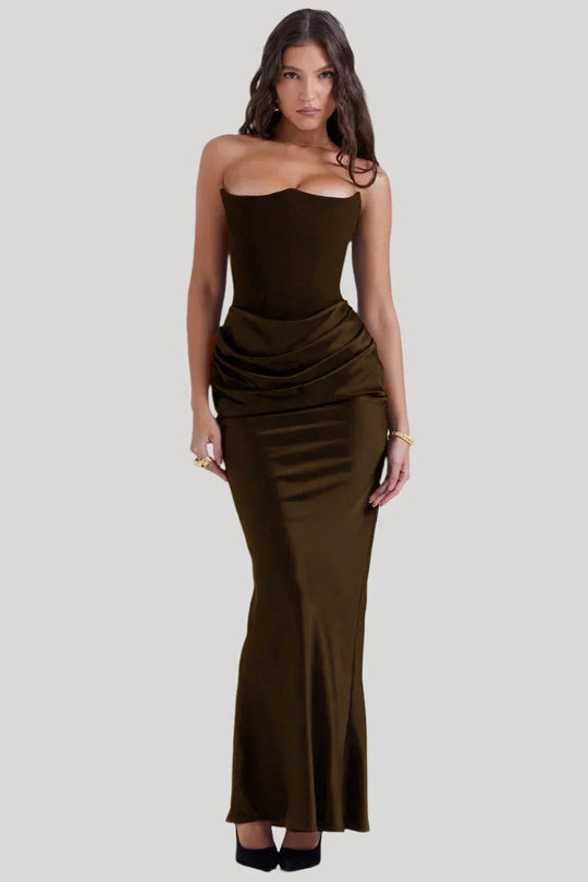 Damen Elegantes Abendkleid mit tiefem Dekolleté und drapierten Details EB