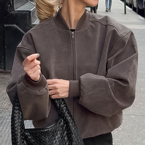 Damen Oversized Bomberjacke mit voluminösen Ärmeln und Stehkragen EB
