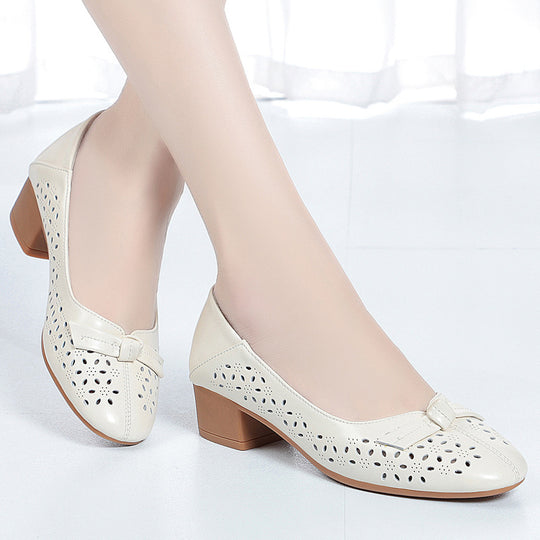 Damen Elegante und luftige Ballerinas mit modischem Lochdesign und komfortablem Absatz EB