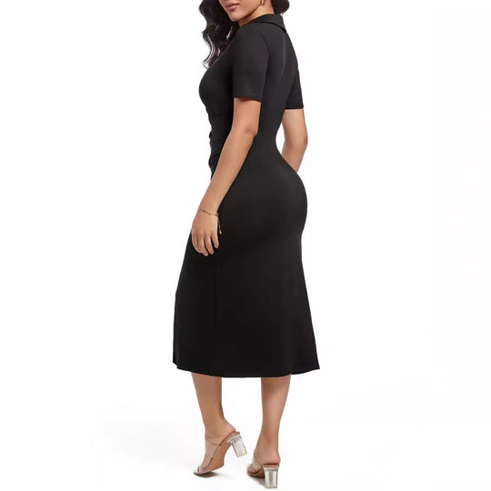 Damen Wickelkleid mit eleganter Drapierung und tiefem V-Ausschnitt EB