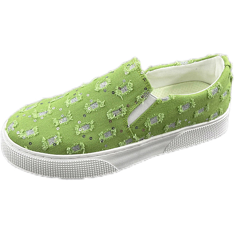 Damen Elegante Slip-On Sneakers mit glitzernden Details EB
