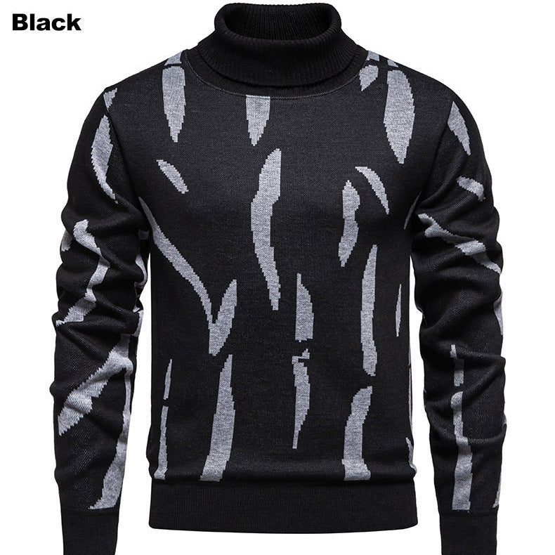 Herren modischer Rollkragenpullover mit auffälligem Muster EB