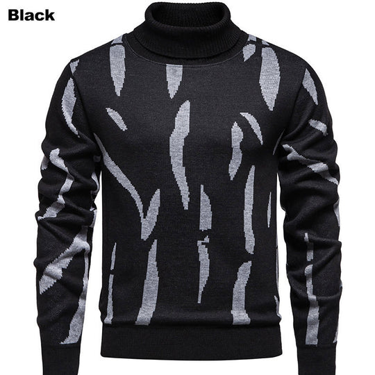 Herren modischer Rollkragenpullover mit auffälligem Muster EB