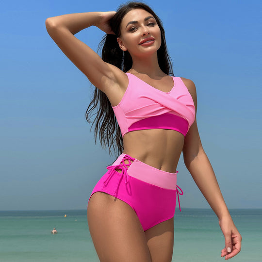 Damen Hochgeschnittener Bikini mit verstellbaren Trägern EB
