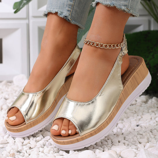 Damen Sling-Sandalen mit raffiniertem Riemen-Design und korkähnlicher Sohle EB