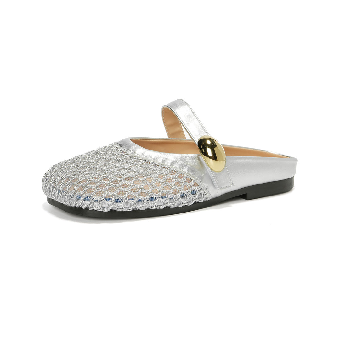 Damen Slip-On Clogs mit modischem Netzdesign und dekorativem Verschluss EB