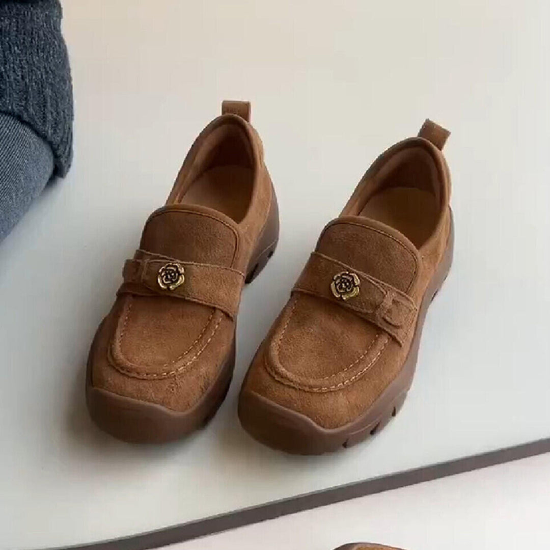 Damen Komfortable Mokassins mit elegantem Blütenakzent EB