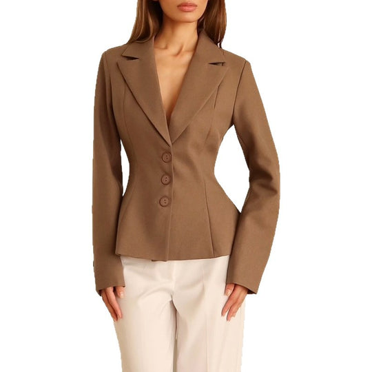 Damen taillierter Blazer mit elegantem Revers EB