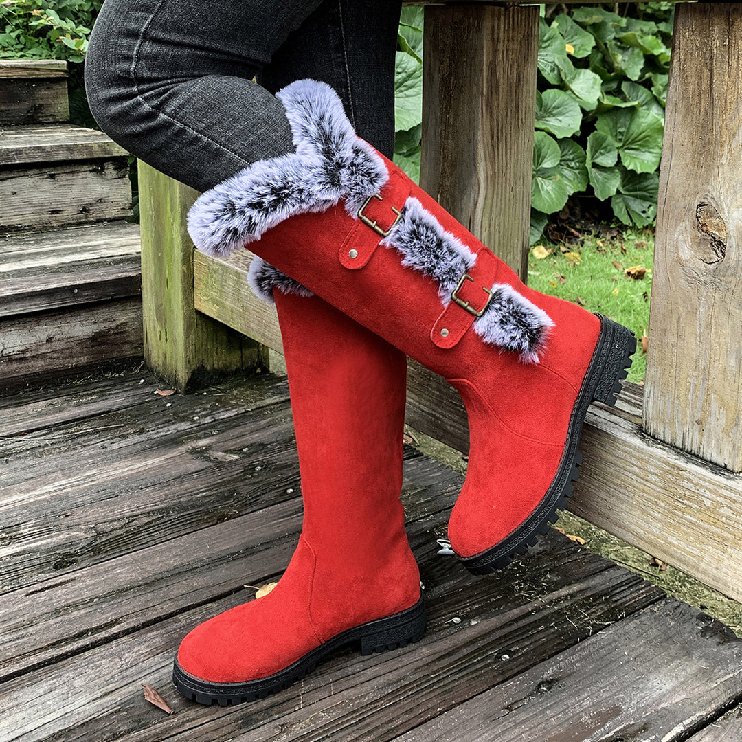 Damen Winterstiefel mit kuscheligem Kunstfellkragen und rutschfester Sohle EB