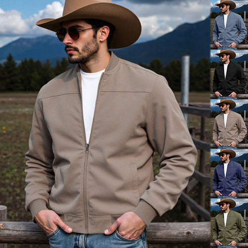 Herren nan Velourslederoptik-Blouson mit durchgehendem Reißverschluss, geripptem Bund und Eingrifftaschen EB