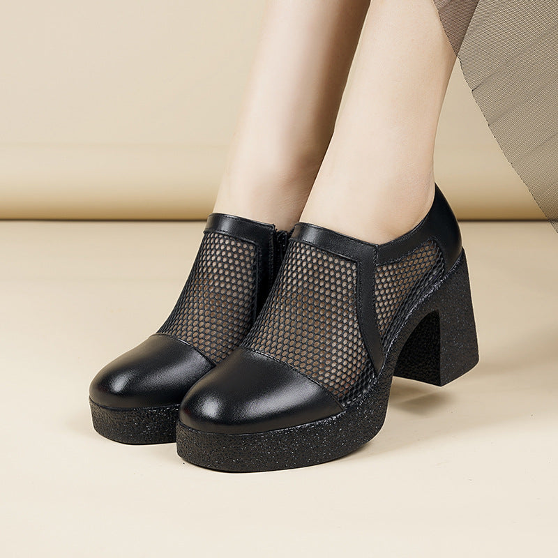 Damen Plateau-Stiefeletten mit Netzstruktur EB