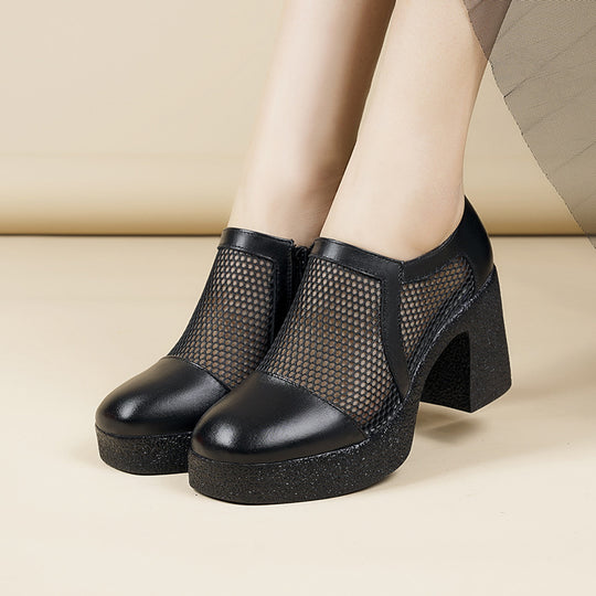 Damen Plateau-Stiefeletten mit Netzstruktur EB