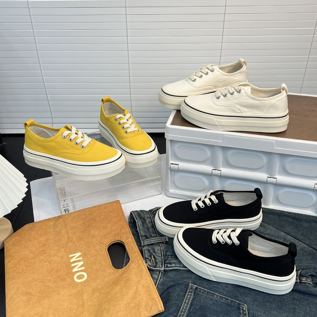 Damen Sneaker mit dicker Sohle und hochwertigem Canvas-Obermaterial EB