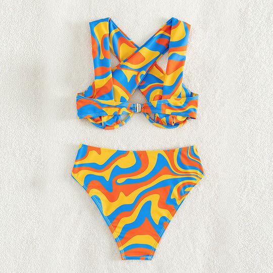 Damen Bikini-Set mit asymmetrischem Design und hohem Bund EB