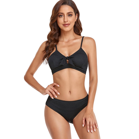 Damen Bikini-Set mit verspieltem Knoten und hoch geschnittenem Unterteil EB