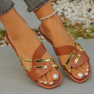 Damen Riemensandaletten mit elegantem Goldakzent EB