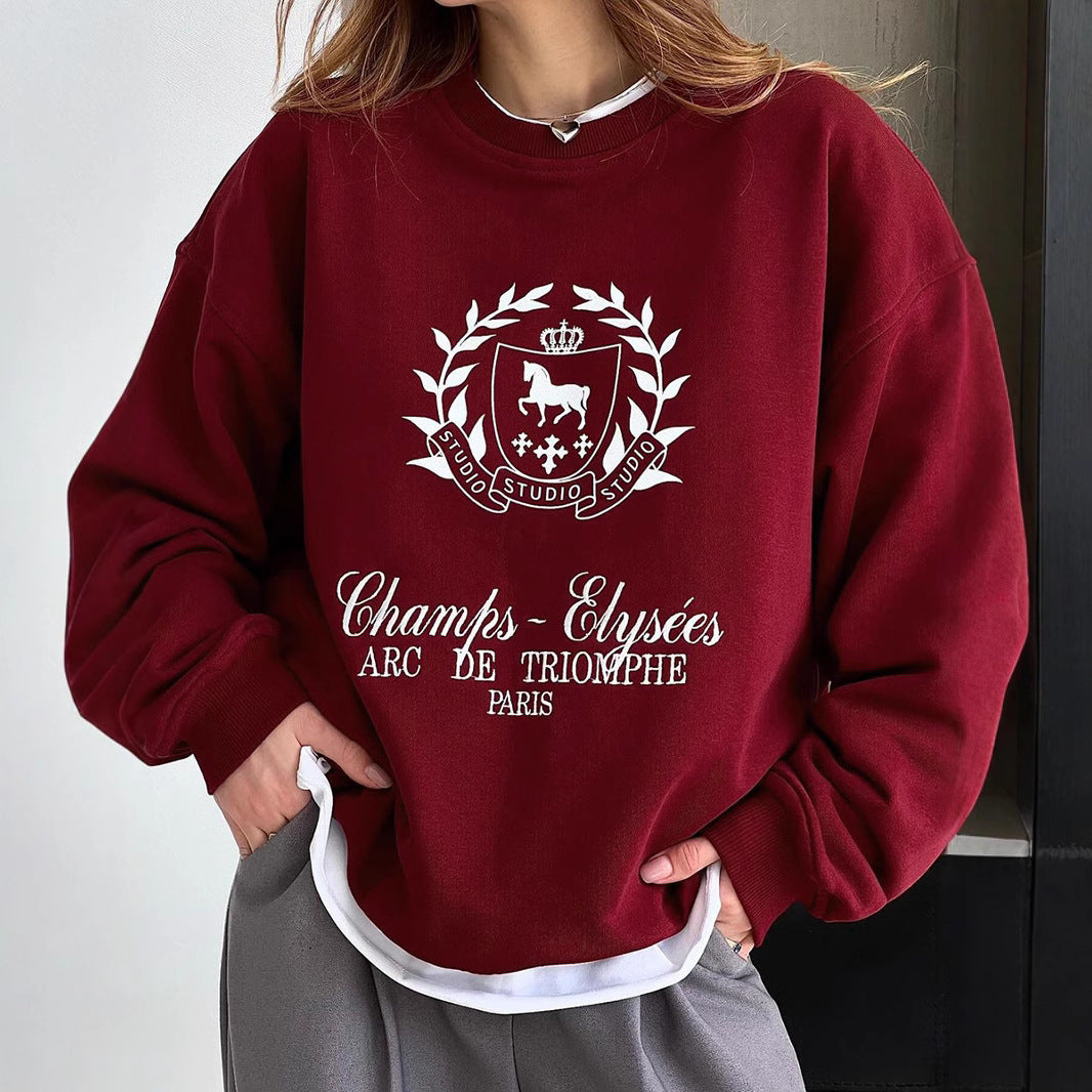 Damen Oversized Sweatshirt mit grafischem Print und weichem Futter EB