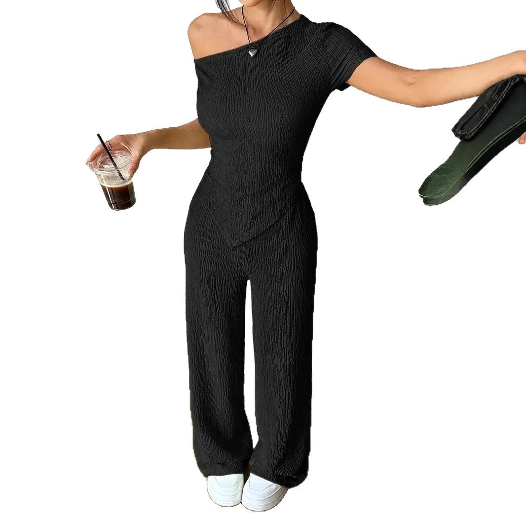 Damen Eleganter Jumpsuit mit asymmetrischem Schnitt und Raffungen EB