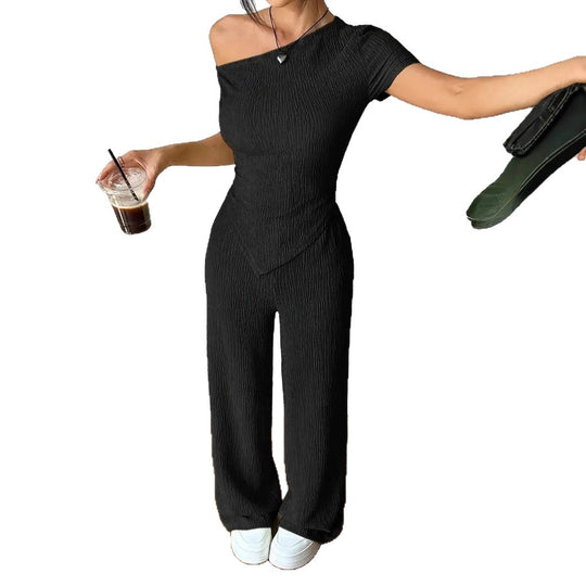 Damen Eleganter Jumpsuit mit asymmetrischem Schnitt und Raffungen EB
