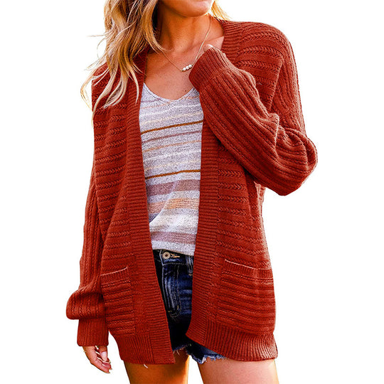 Damen Strickcardigan mit strukturiertem Design und praktischen Taschen EB