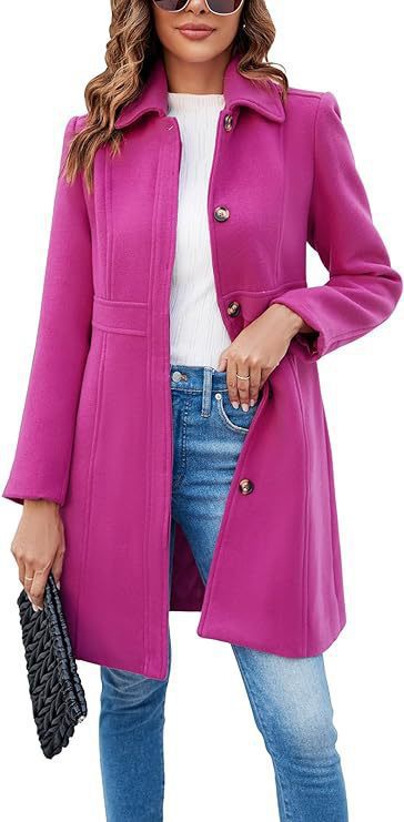 Damen klassischer Wollmantel mit modischem Schnitt und funktionalen Details EB