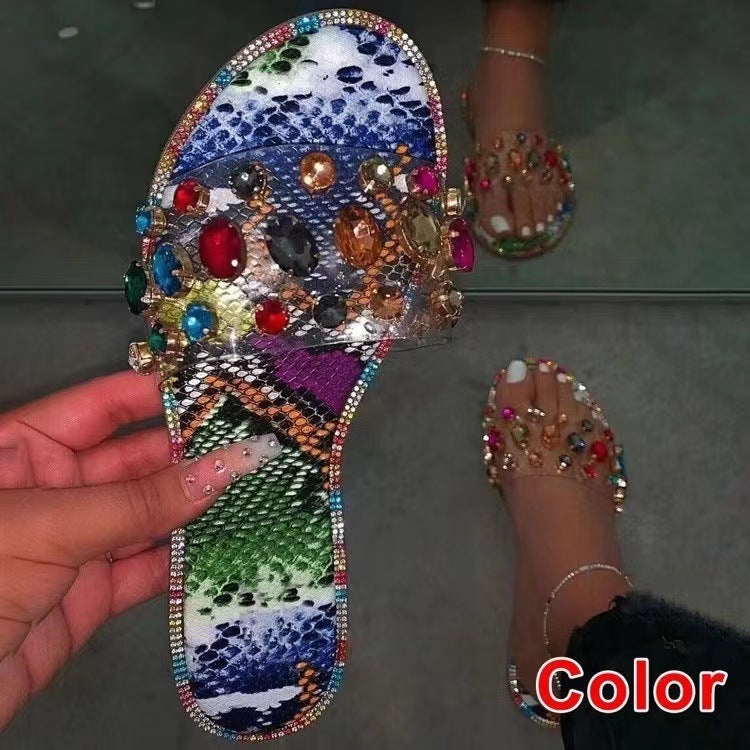 Damen Glitzernde Riemchen-Sandalen mit funkelnden Schmucksteinen EB