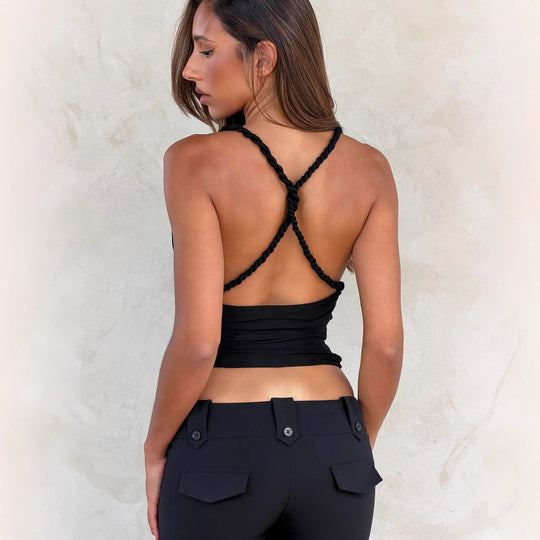 Damen Top mit kreativem Wickeldesign und raffinierter Raffung EB