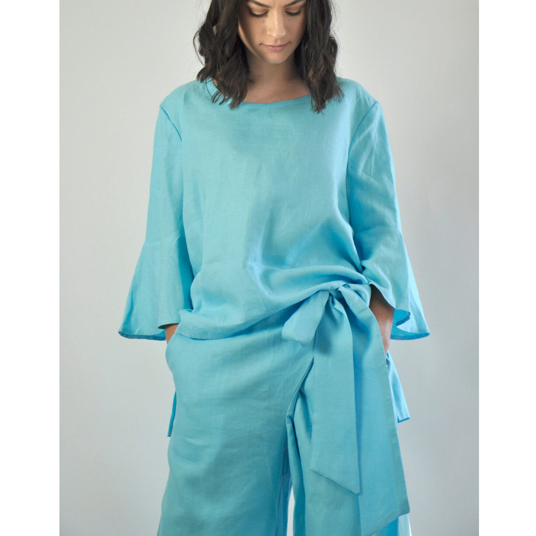 Damen lässiges Tunika- und Hose-Set mit eleganten Schößchen EB