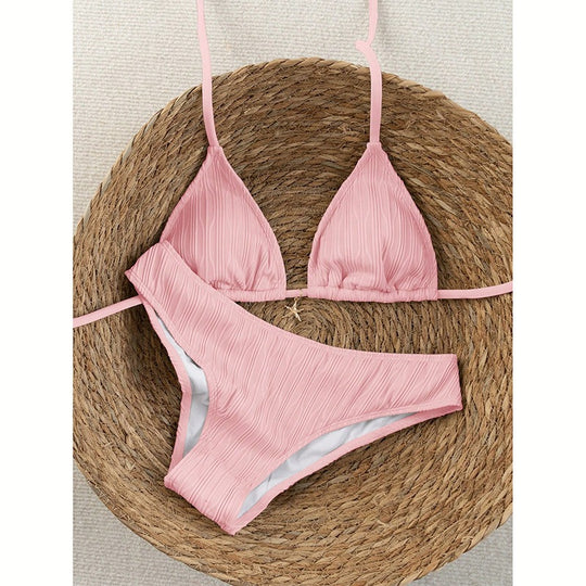Damen Triangel-Bikini mit strukturiertem Oberteil und hoher Taille EB