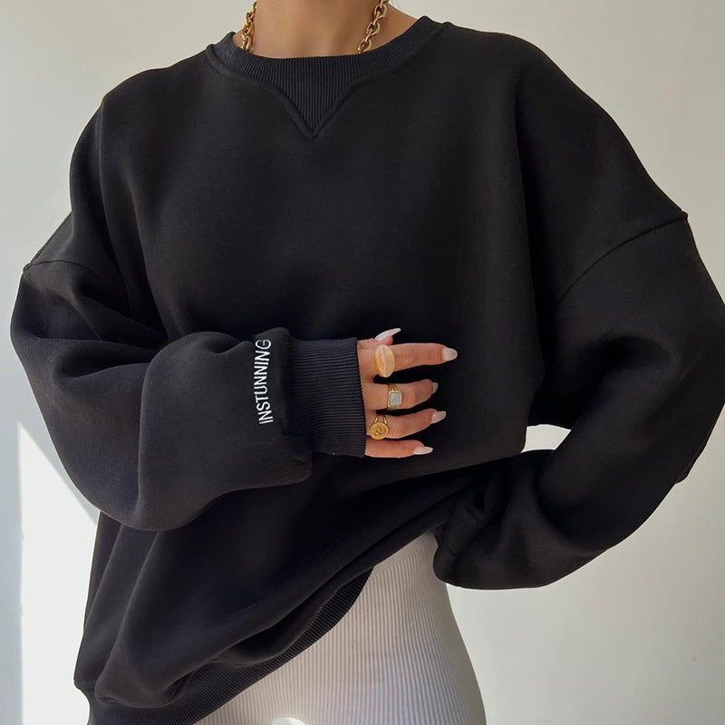 Damen lässiger Oversized Sweatshirt mit Raglanärmeln und besonderen Detailnähten EB