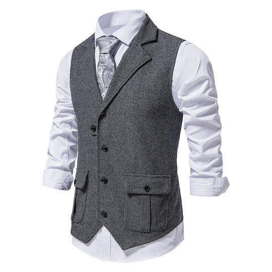 Herren Anzugweste aus hochwertigem Herringbone-Stoff EB