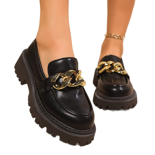Damen Mokassins mit robustem Plateau und elegantem Riemendesign EB