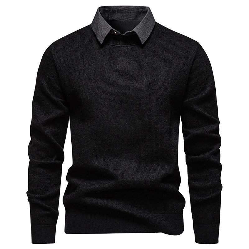 EB | Herren Strickpullover mit Kontrastkragen